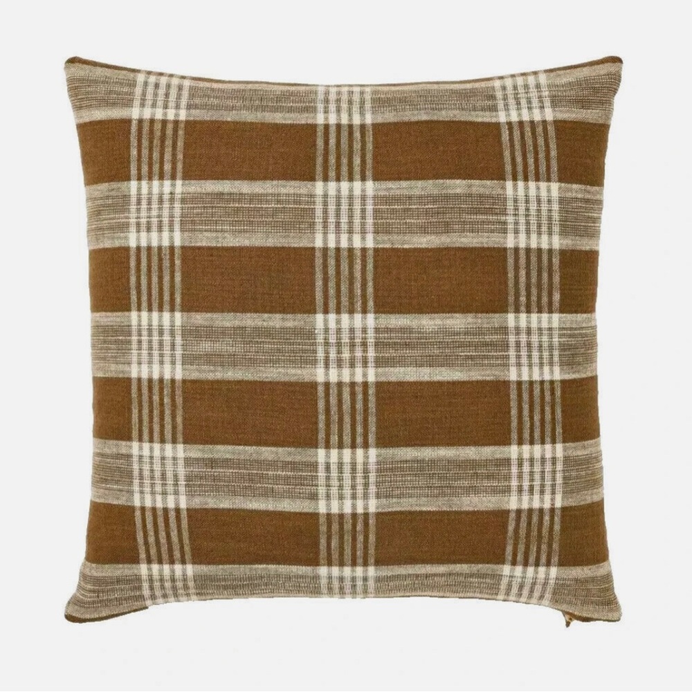 Woven Plaid Square Throw Pillow Removable Cover 20”x20” - Studio McGee
